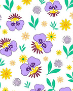 Floral Garden With Purple Pansies Yellow Flowers Rug