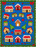 Festive Gingerbread Village Blue Rug