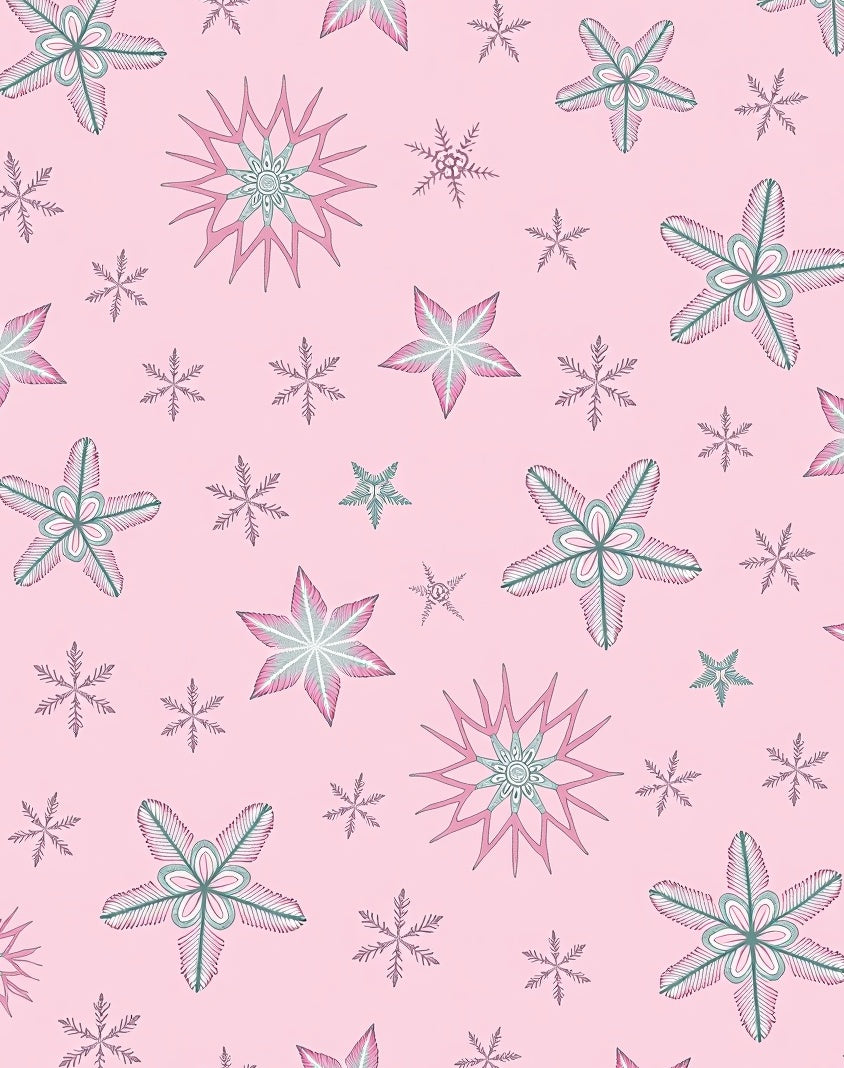 Pink Teal Snowflake Cascade Rug