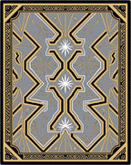 Art Deco Gray Gold Starburst Geometric Rug