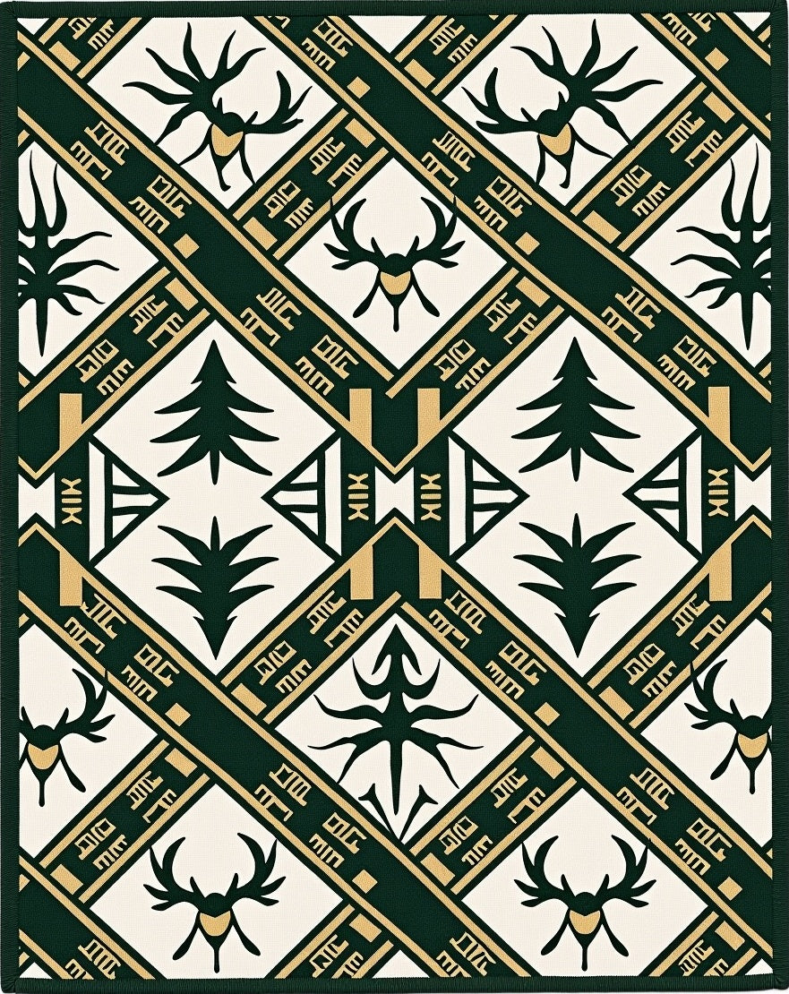 Forest Deer And Trees Geometric Rug