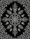 Ornate White Floral Mandala Black Rug