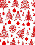 Red Christmas Trees Ornaments Stars Rug