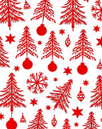 Red Christmas Trees Ornaments Stars Rug