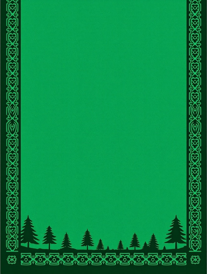 Emerald Woodland Scenic Border Rug