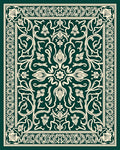 Emerald Ivory Ornate Floral Garden Rug