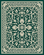 Emerald Ivory Ornate Floral Garden Rug