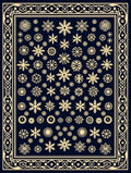Golden Snowflake Navy Blue Border Rug