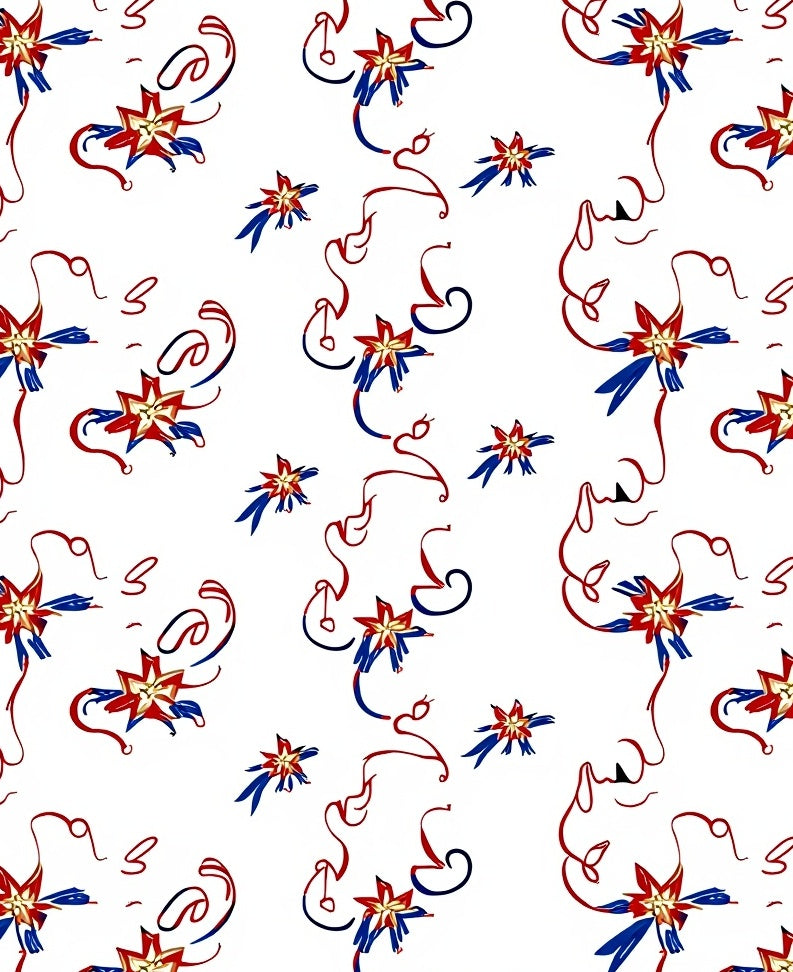 Red Blue Star Spirals Rug