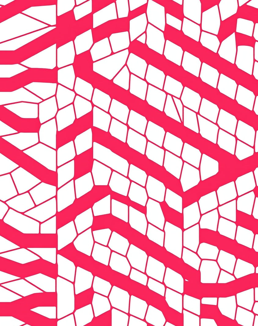 Vivid Pink Organic Geometric Weave Rug