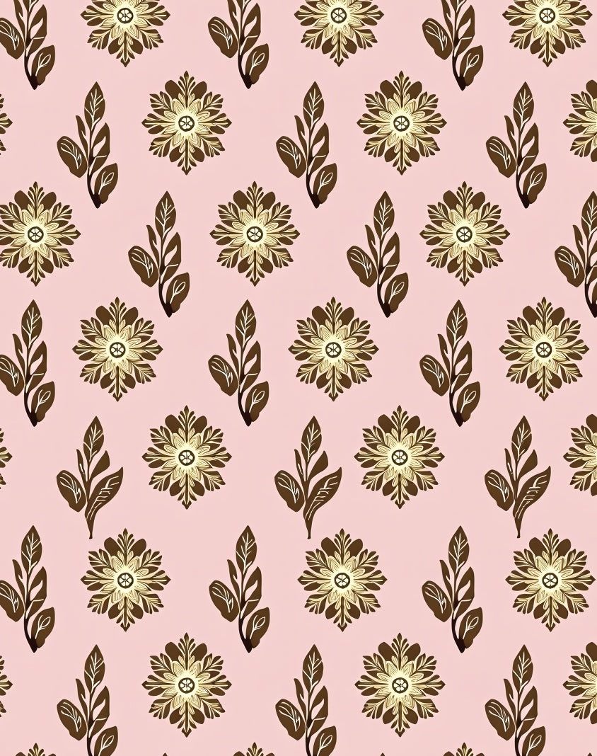Blush Floral Leaf Arrangement Rug