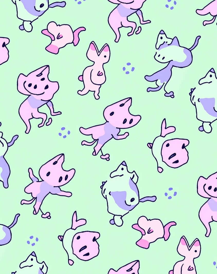 Pastel Whimsical Creature Playful Animals Rug