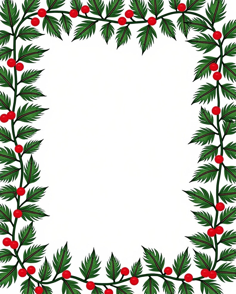 Evergreen Holly Berry Garland Border Rug