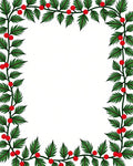 Evergreen Holly Berry Garland Border Rug