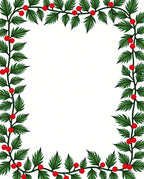 Evergreen Holly Berry Garland Border Rug