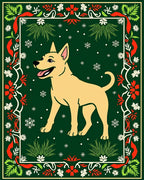 Joyful Golden Dog Festive Border Rug