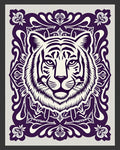 Majestic Tiger Head Ornamental Border Rug