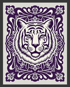 Majestic Tiger Head Ornamental Border Rug