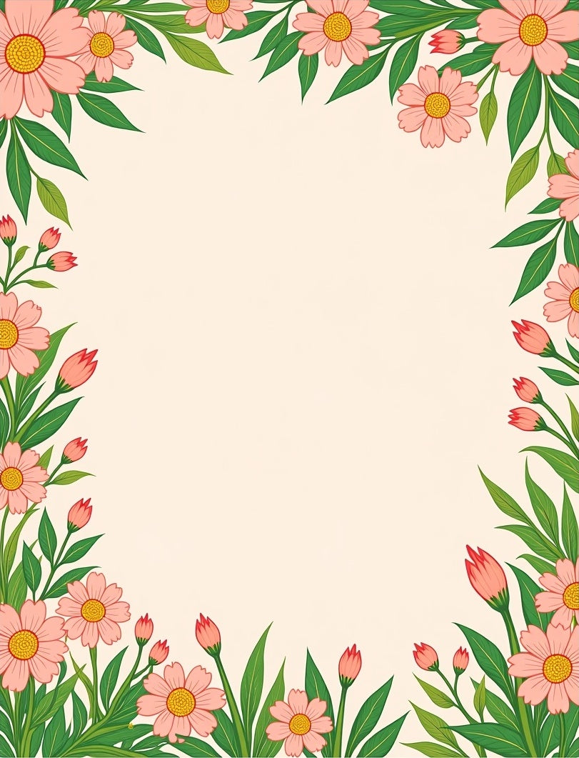 Delicate Pink Daisy Garden Border Rug