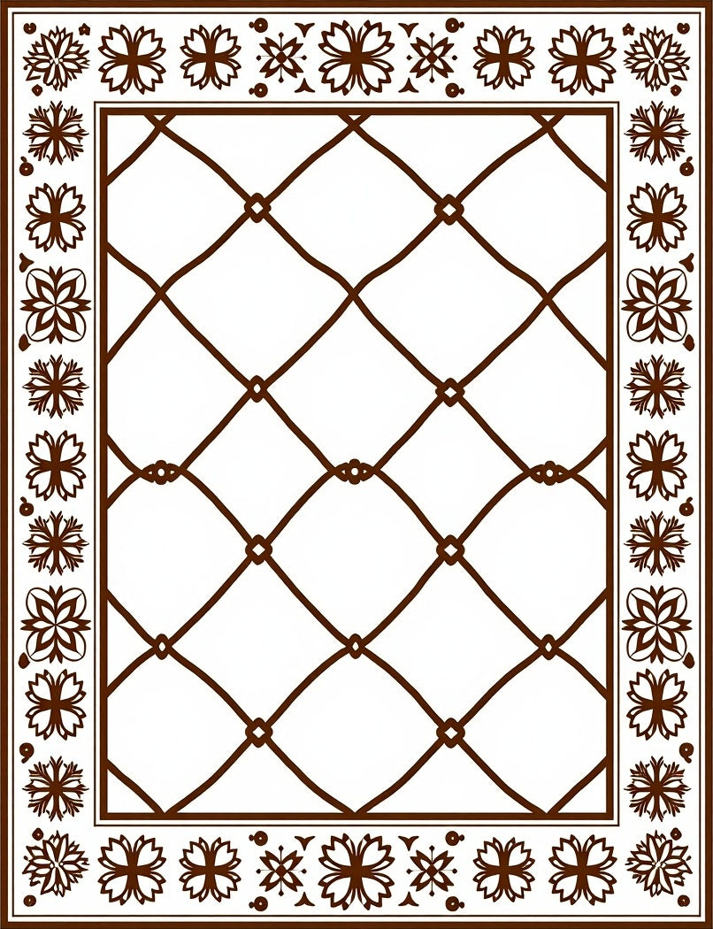 Chocolate Lattice Floral Borders Rug