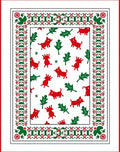 Red Dogs Green Leaves Border Rug