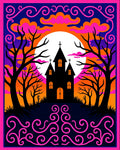 Spooky Haunted Castle Sunset Clouds Rug