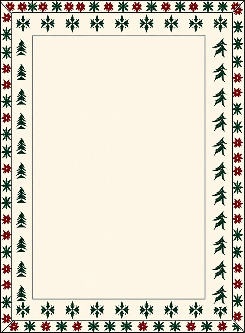 Crimson Forest Trees Border Rug