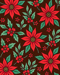 Festive Red Poinsettia Floral Scatter Rug