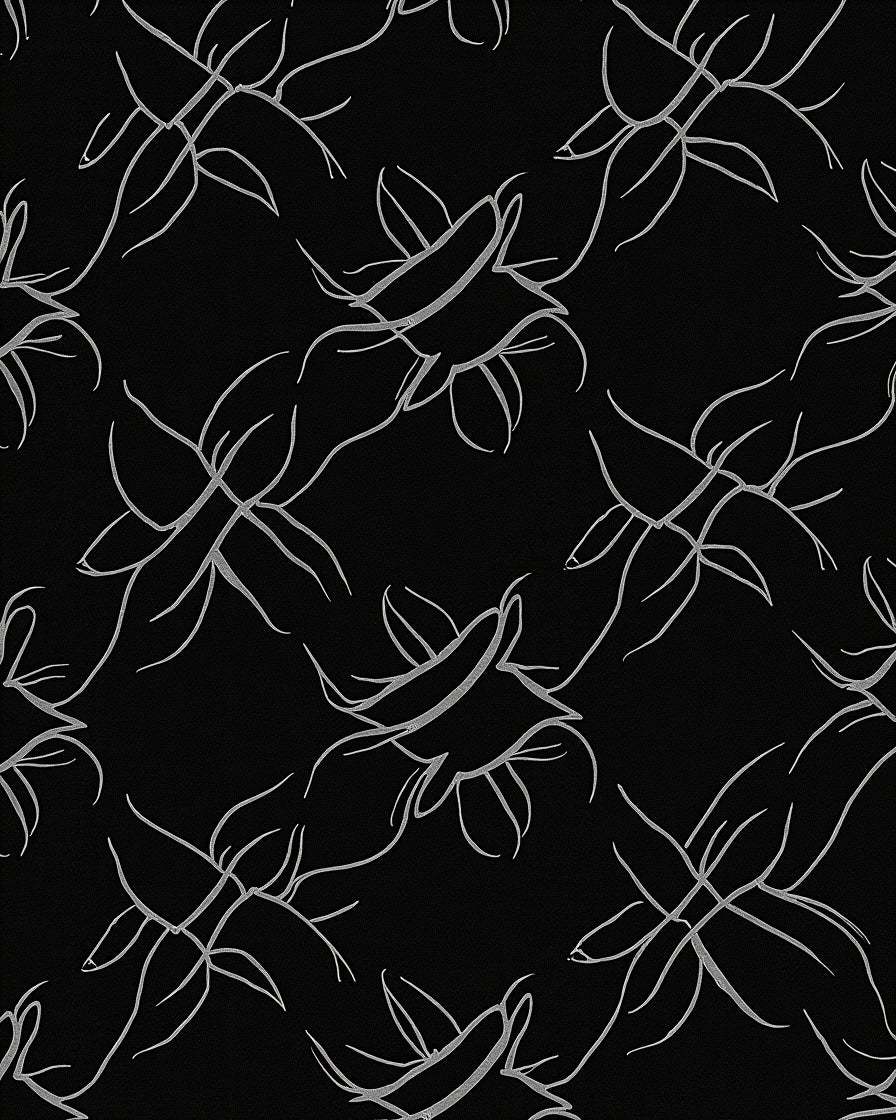 Black White Organic Petal Swirl Rug