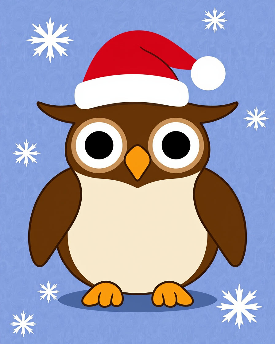 Cute Christmas Owl Snowflakes Rug