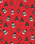 Red Christmas Snowman Tree Print Rug