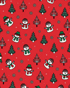 Red Christmas Snowman Tree Print Rug