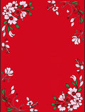 Crimson Blossoms Border Corner Rug