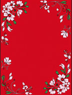Crimson Blossoms Border Corner Rug