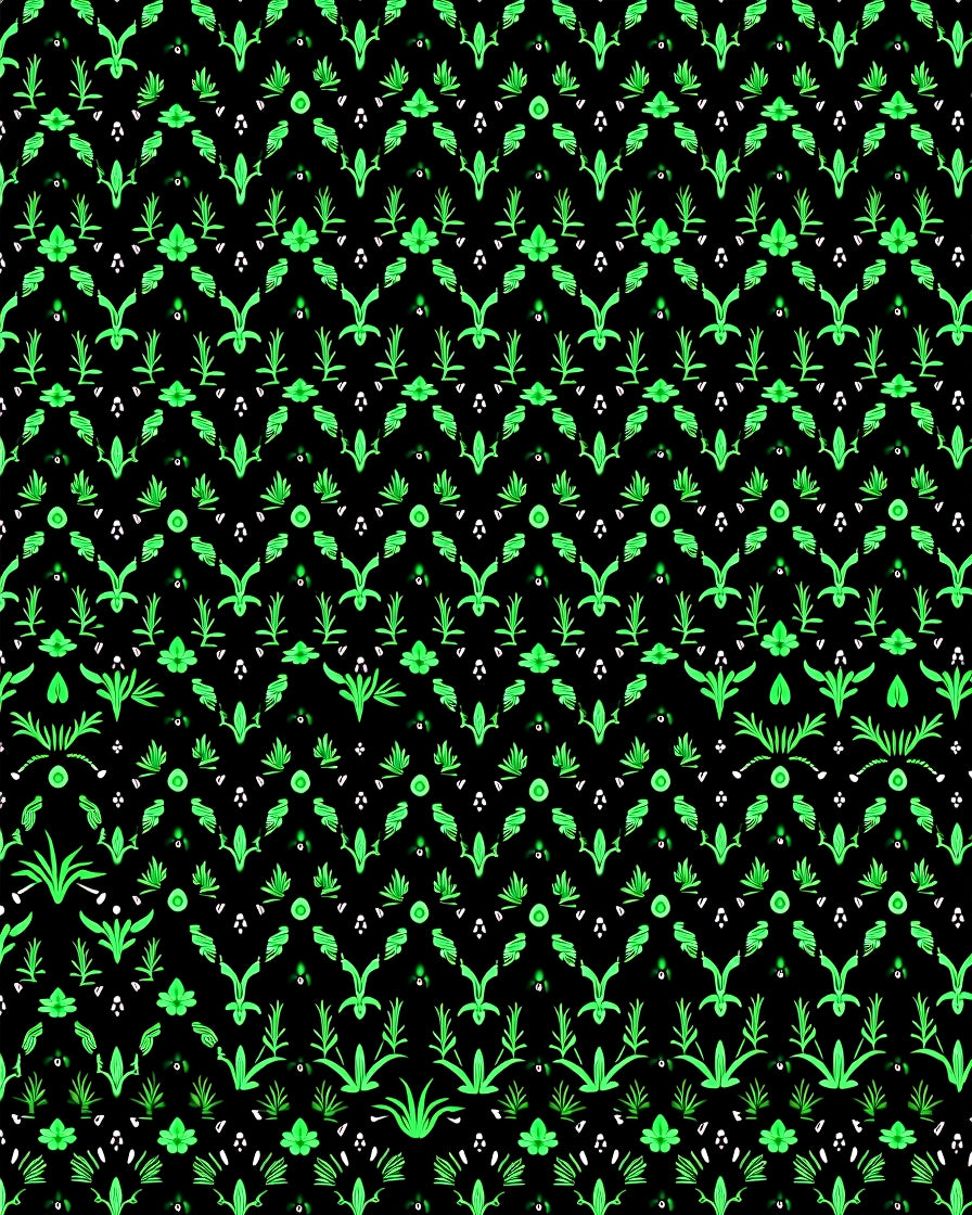 Vibrant Green Floral Vines Rug