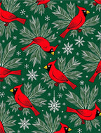 Vibrant Red Cardinal Snowflakes Foliage Rug