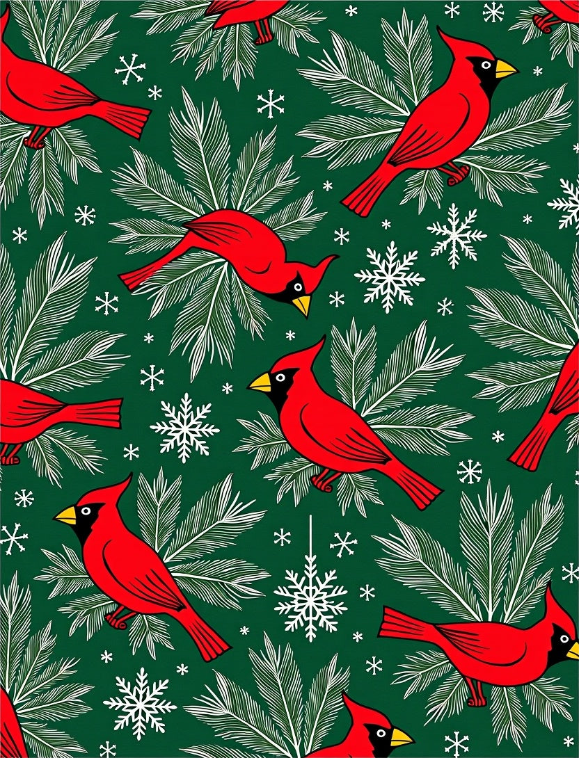 Vibrant Red Cardinal Snowflakes Foliage Rug