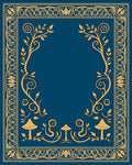 Golden Mushroom Floral Swirls Navy Rug