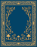 Golden Mushroom Floral Swirls Navy Rug