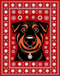 Red Black Orange Dog Snowflakes Collar Rug