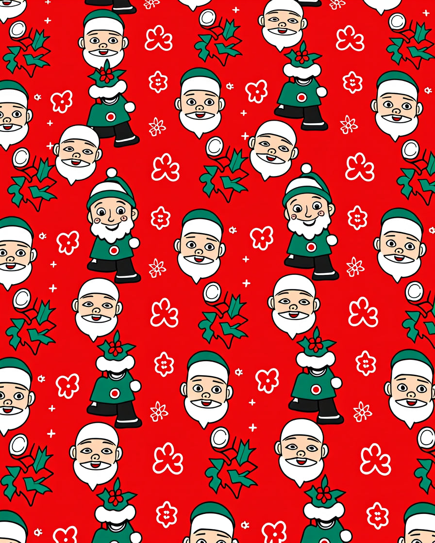 Charming Santa Claus Poinsettia Collection Rug