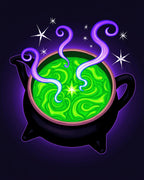 Witchy Cauldron Green Swirls Stars Rug