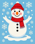 Festive Snowman Red Scarf Snowflakes Rug