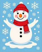 Festive Snowman Red Scarf Snowflakes Rug