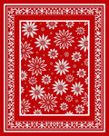 Red White Floral Medallion Border Rug