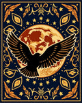 Dark Blue Celestial Eagle Moon Rug