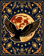 Dark Blue Celestial Eagle Moon Rug