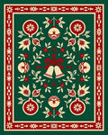 Crimson Festive Holly Garland Bells Rug