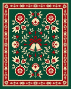 Crimson Festive Holly Garland Bells Rug