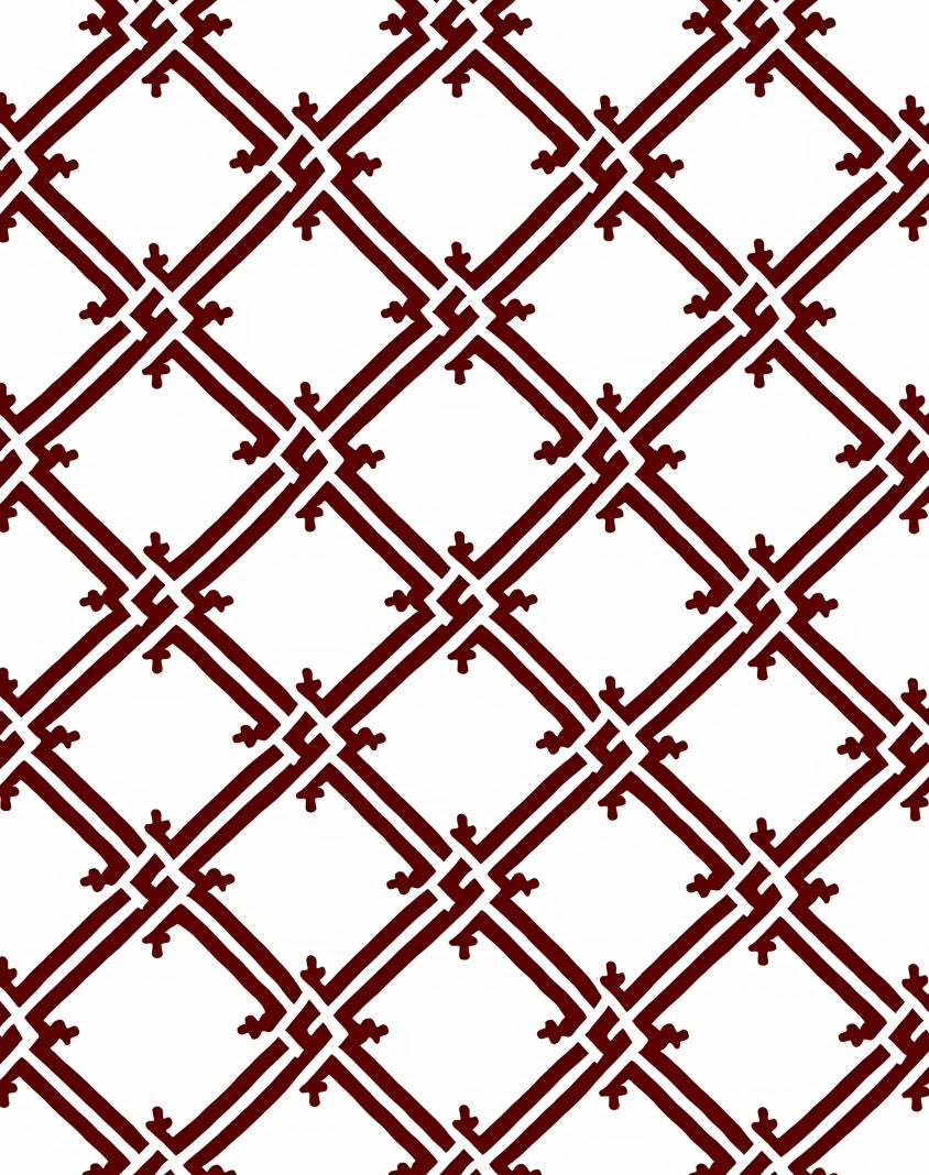 Deep Red Lattice Geometric Rug